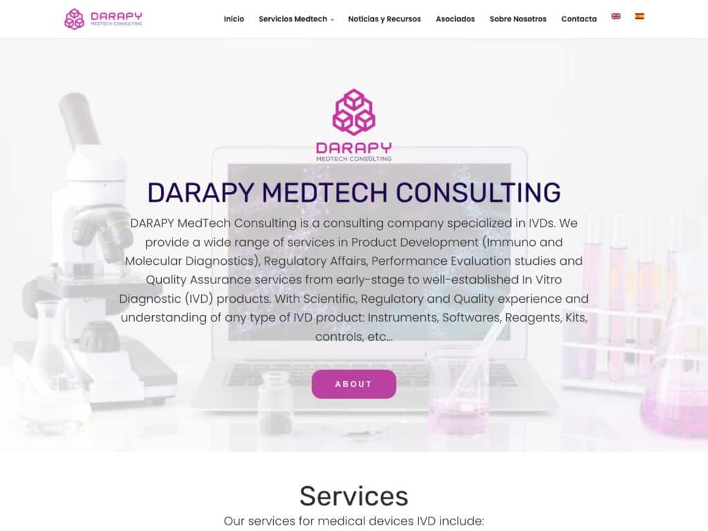 Portada de la web de Darapy MedTech Consulting