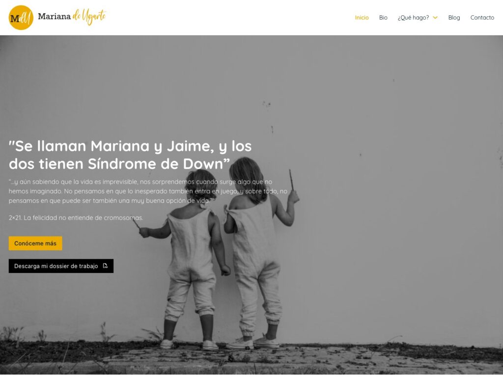 Portada de la web de Mariana de Ugarte