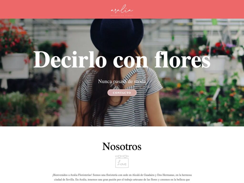 Portada de la web de Aralia Floristerías