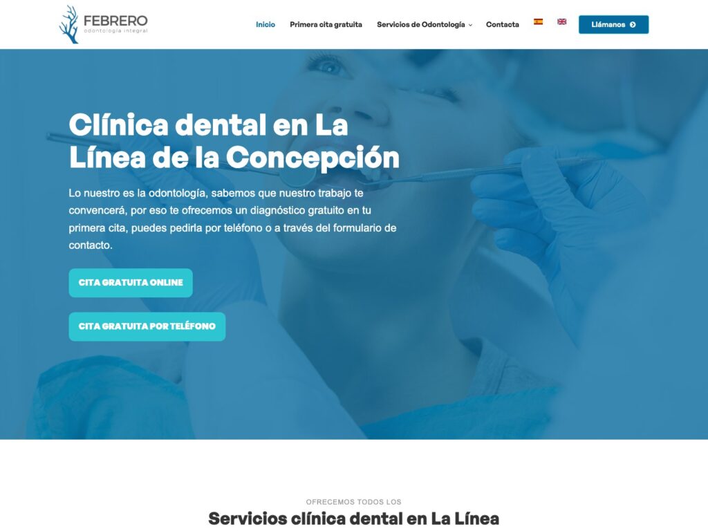 Portada de la web de Clínica Dental Febrero