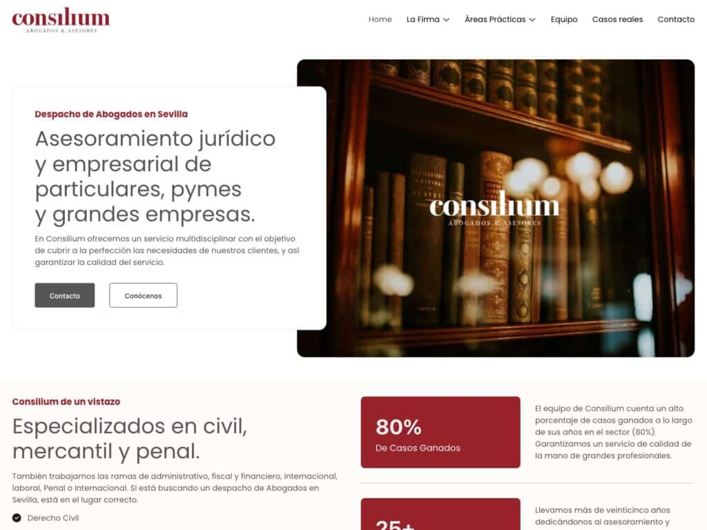 Portada de la web de Consilium Abogados
